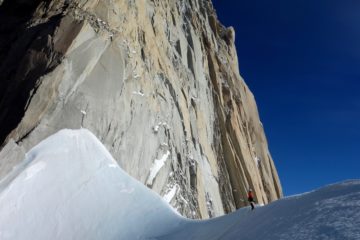 Priti Wright at the base of the Franco-Argentina Route on Fitz Roy